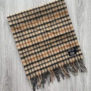 DAKS LONDON  Pure Cashmere Black, Beige Check Scarf, Muffler
