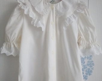 Vintage 90s Young Canda C&A Girls Embroidered Lace Blouse size 128. New!