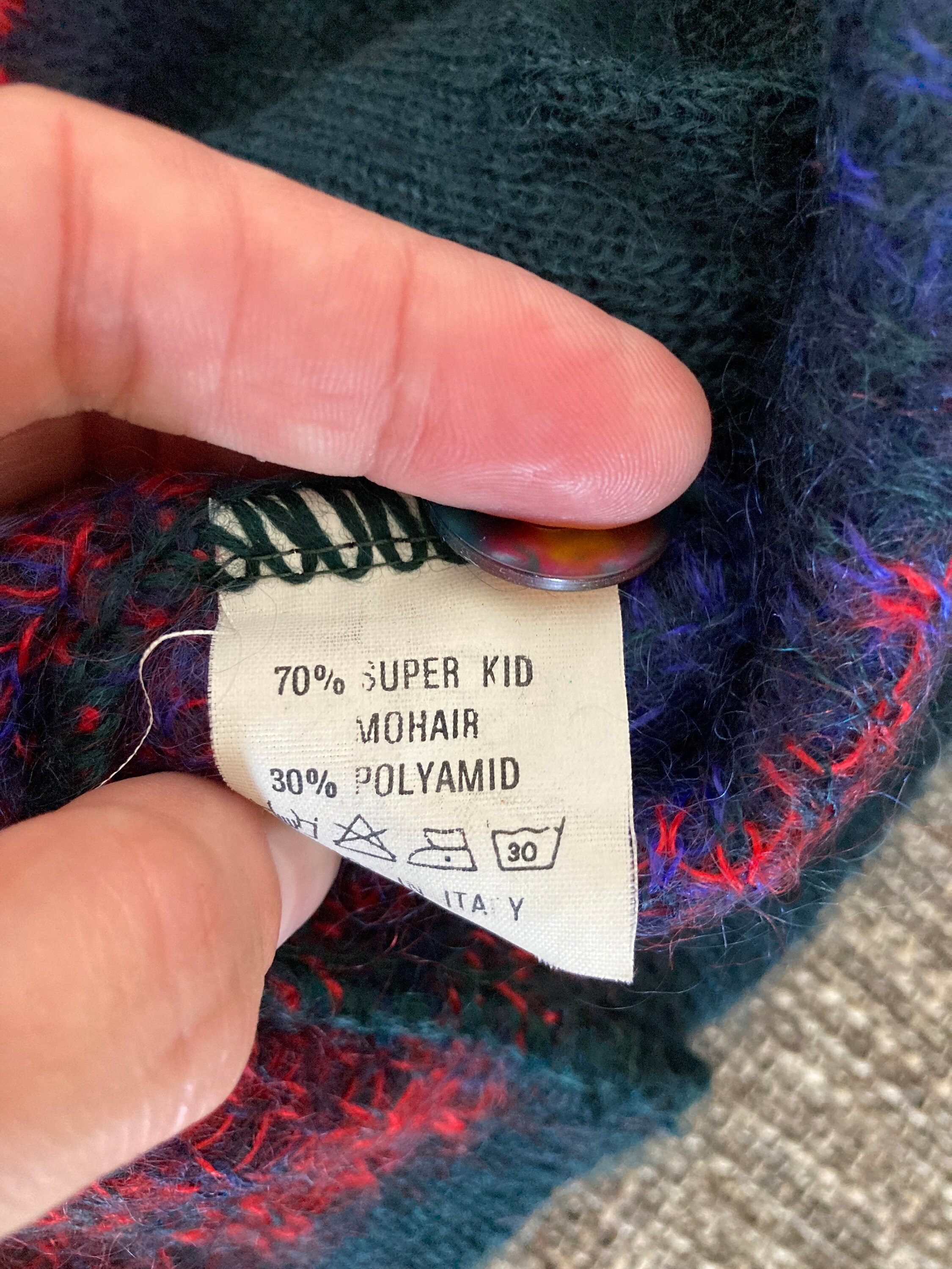 Super Kid Mohair Vintage Floral Knitted Cardigan Made in