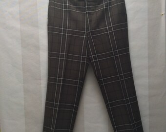 Pringle Scotland made in UK Men’s Tartan Khaki , Plaid Tailored Trousers, Pants, fits M-L.