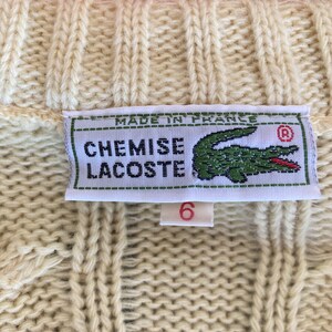 Vintage Chemise Lacoste made in France Lemon Yellow V-Neck Knitted Sweater size 6, fits modern L-XL image 9