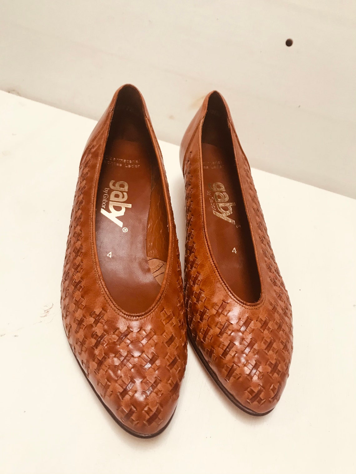 Vintage Neu Gaby by Gabor Cognac Leder Pumps Damen Schuhe Etsy