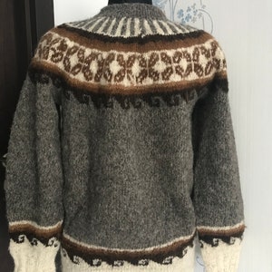 Handmade Raw Undyed Yarn Wool Sweater Fair Isle, size M