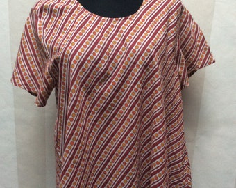 Gudrun Sjoden Sjöden Pure Finest Cotton Summer Top, Blusa, taglia L. Stampa retrò