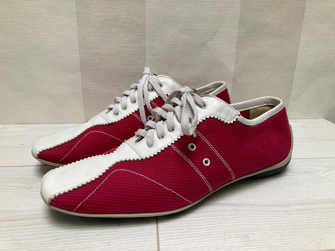 MIU MIU Vintage Textile and Leather Trainers, Casual Lace up