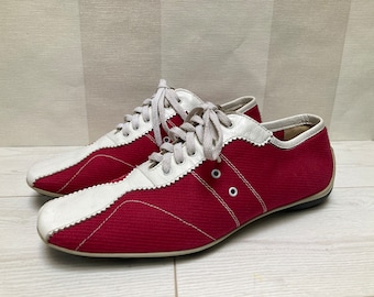 MIU MIU Vintage Textile and Leather Trainers, Casual Lace up MIU MIU Vintage Textile and Leather Trainers, Casual Lace up