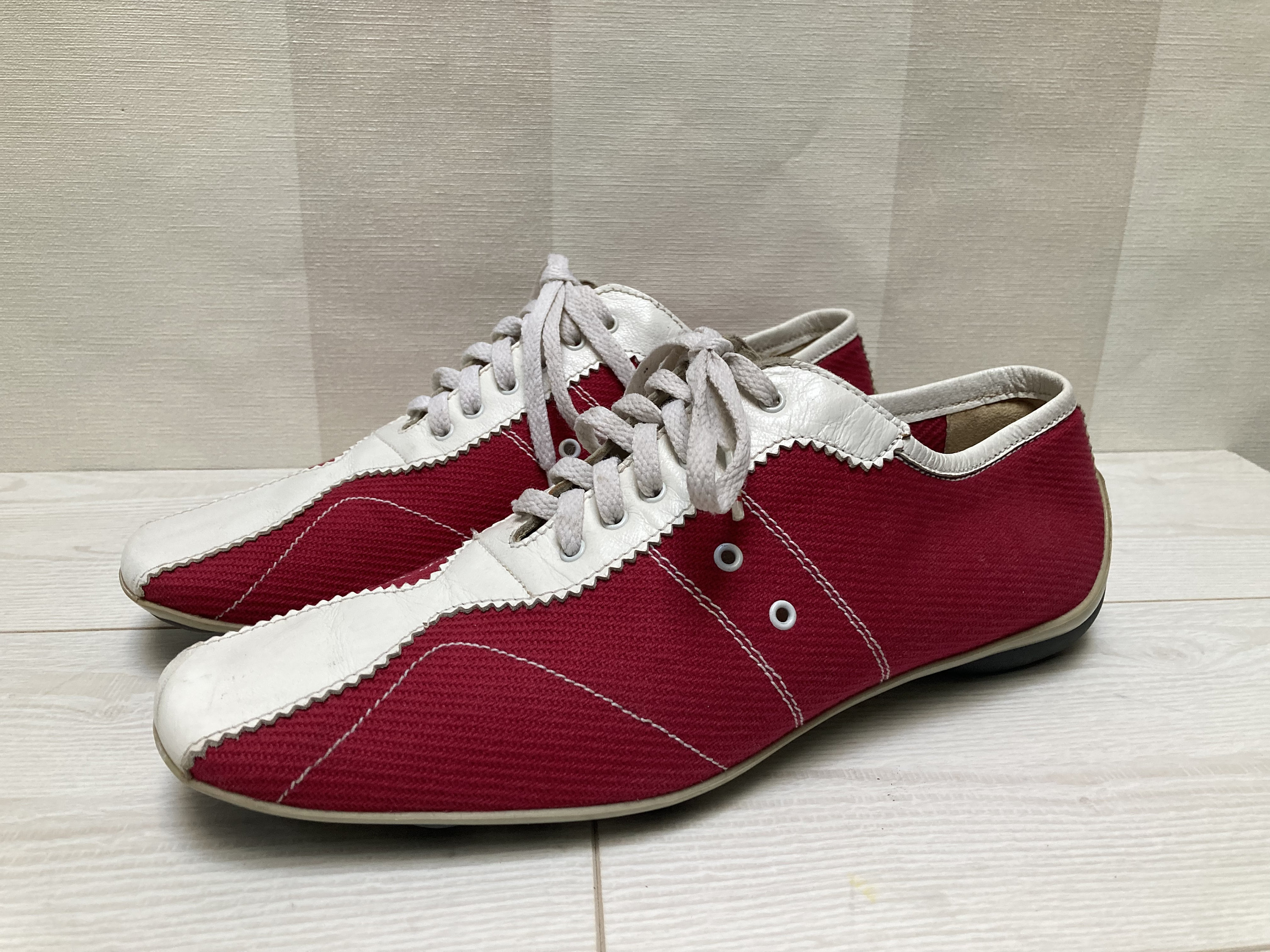 MIU MIU Vintage Textile and Leather Trainers, Casual Lace up MIU MIU Vintage Textile and Leather Trainers, Casual Lace up