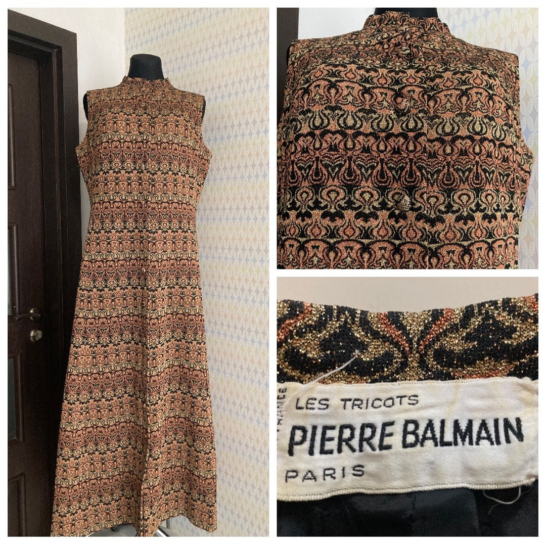 Vintage PIERRE BALMAIN les Tricot made in France Lurex Gown, Maxi