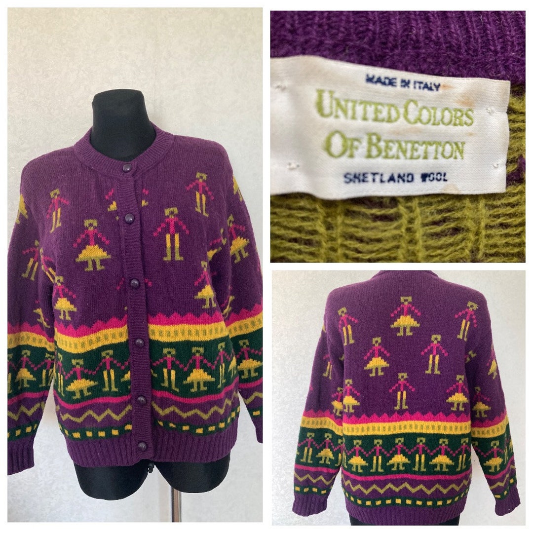 United Colors of Benetton SHETLAND WOOL Colorful Knitted Sweater