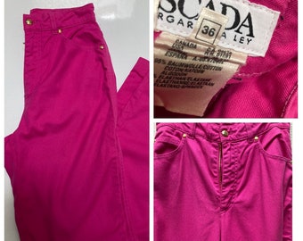 Vintage 80s Escada Margaretha Ley High Waisted Tapered Hot Pink Pant  Size 36, S