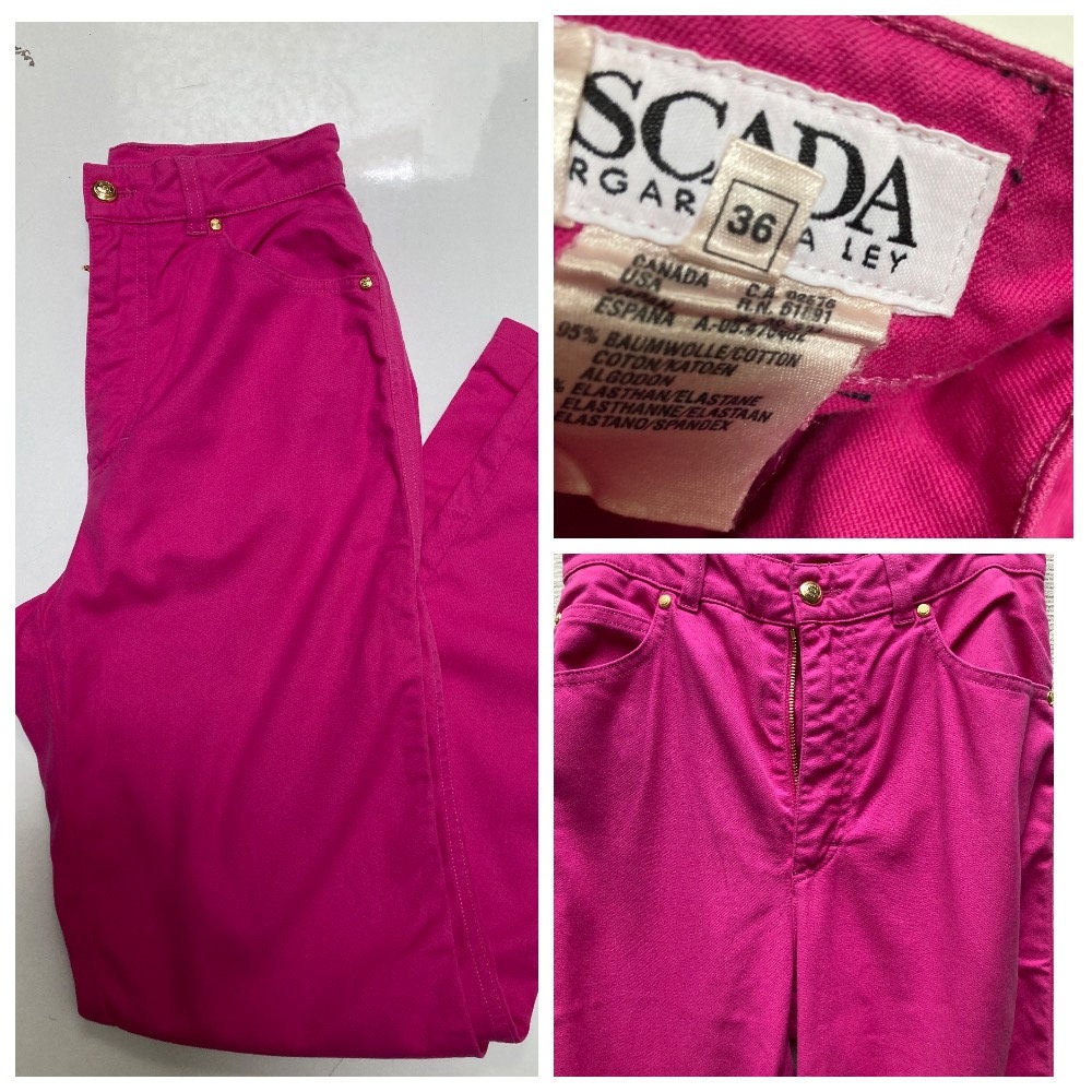 Vintage 80s Escada Margaretha Ley High Waisted Tapered Hot Pink Pant  Size 36, S