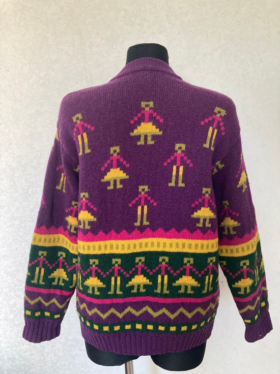 Pull United Colors Of Benetton Vintage Rouge à Motifs - Taille M Homme