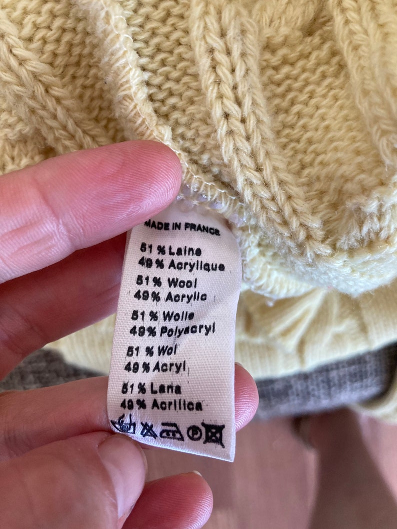 Vintage Chemise Lacoste made in France Lemon Yellow V-Neck Knitted Sweater size 6, fits modern L-XL image 8