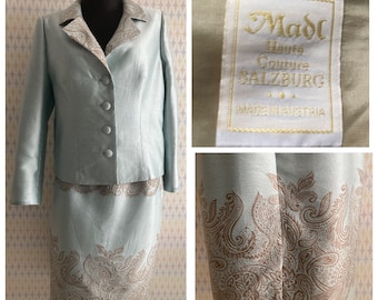 Madl Haute Couture Salzburg Wild Silk Tailored Suit, size 42, L