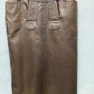 Leather Trachten Straight Pencil Skirt, Khaki Green Length Knee Skirt size M . Octoberfest, Traditional Austrian, Bavarian Skirt