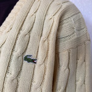 Vintage Chemise Lacoste made in France Lemon Yellow V-Neck Knitted Sweater size 6, fits modern L-XL image 10