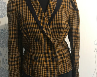 Vintage W-Germany HARDON Pure New Wool Plaid Jacket size 8 US, 12 UK