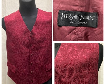 Vintage YSL Yves Saint Laurent Men Wool, Silk Vest fits L -XL