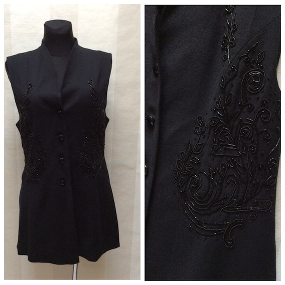 Vintage BETTY BARCLAY Tailored Black Pure Wool Camisole, Vest With Beaded  Embroidered Details, Size M, 38. Edwardian Style Sleeveless Jacket -   Canada