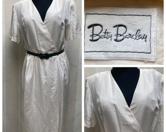 100% Silk Vintage Betty Barclay Tailored Summer Dress size M-L.