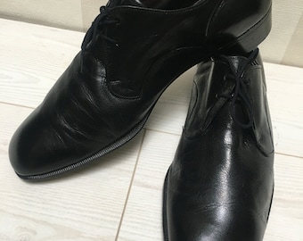 Sapatos sociais vintage BALLY Fidelio 898 de couro preto macio com cadarço tamanho 7 1/5 Reino Unido, 40,5-41 UE