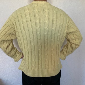 Vintage Chemise Lacoste made in France Lemon Yellow V-Neck Knitted Sweater size 6, fits modern L-XL image 3