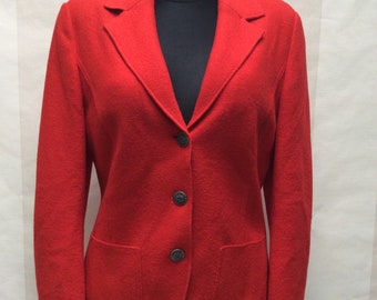 GIESSWEIN Made in Austria Boiled Merino Wool Bright Red Jacket Tailored , size 40 DE, 10 US, L