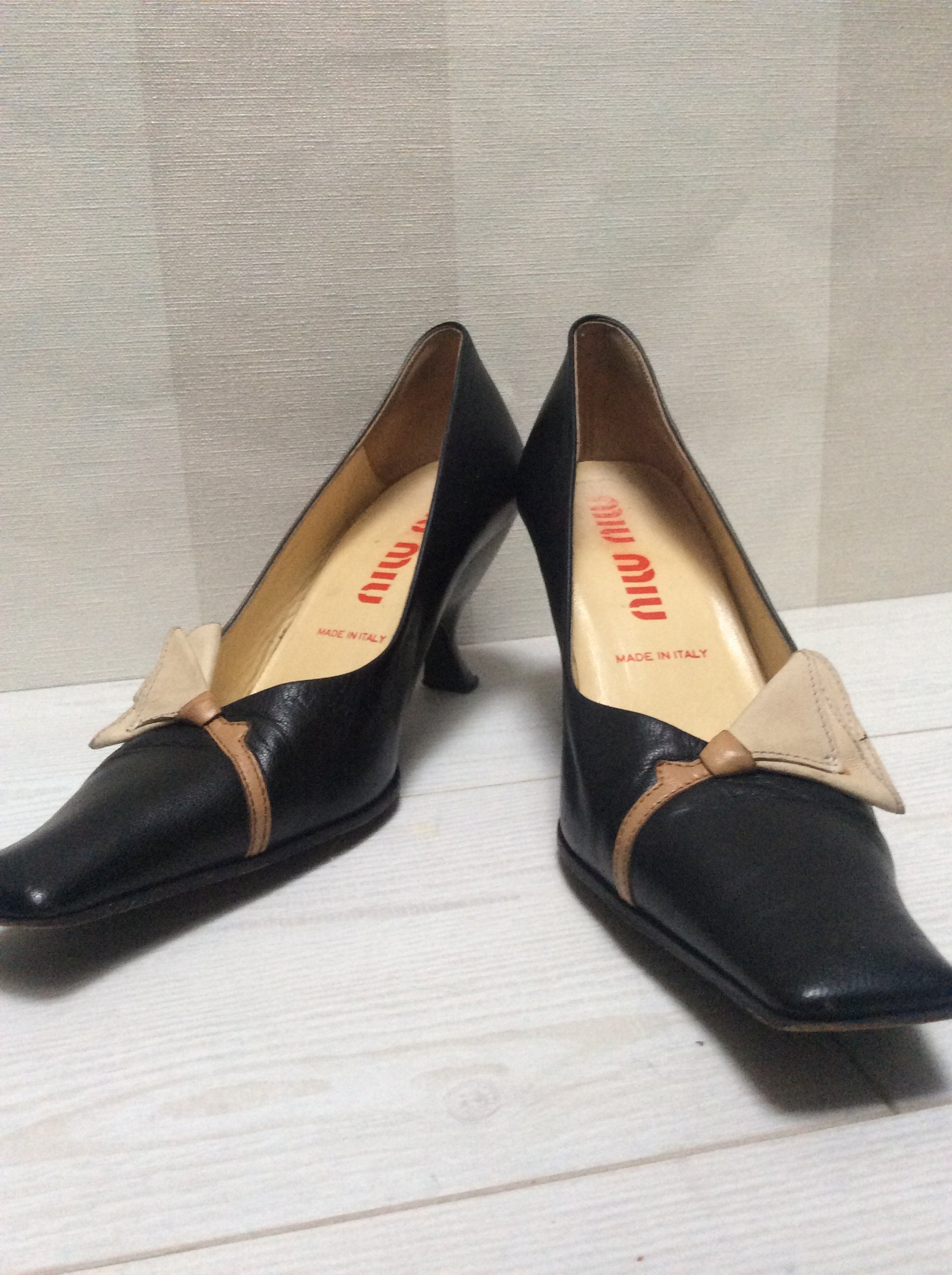 MIU MIU Soft Leather Kitten Bell Women Heel Pumps, Shoes MIU MIU Soft Leather Kitten Bell Women Heel Pumps, Shoes