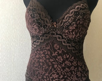 Vintage HANRO of Switzerland Gorgeous Bodysuit Body Cup Size 36B, M