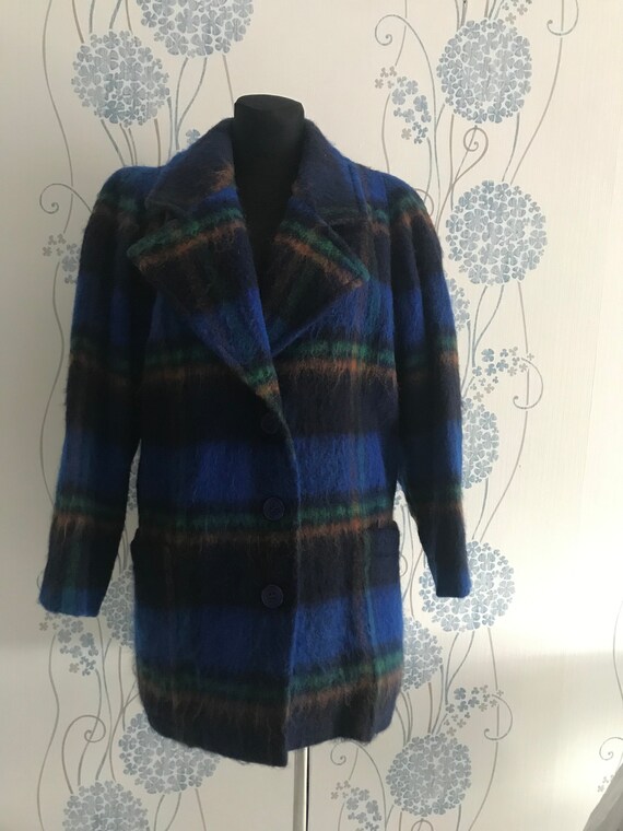 Buy Vintage 80-s CLAUDE HAVREY PARIS Wool and Mohair Plaid Coat 