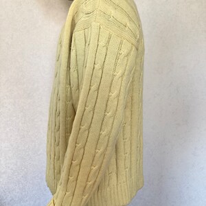 Vintage Chemise Lacoste made in France Lemon Yellow V-Neck Knitted Sweater size 6, fits modern L-XL image 4
