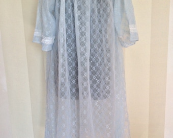 Vintage NEW! Mylady Nylon Sky Blue Peignor, Night Gown, Robe fits size S-M