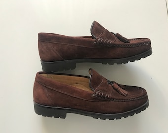 BALLY made in Switzerland Men’s Brown Suede Tassel Front Loafers , size 7 EU, insole 26,5 cm