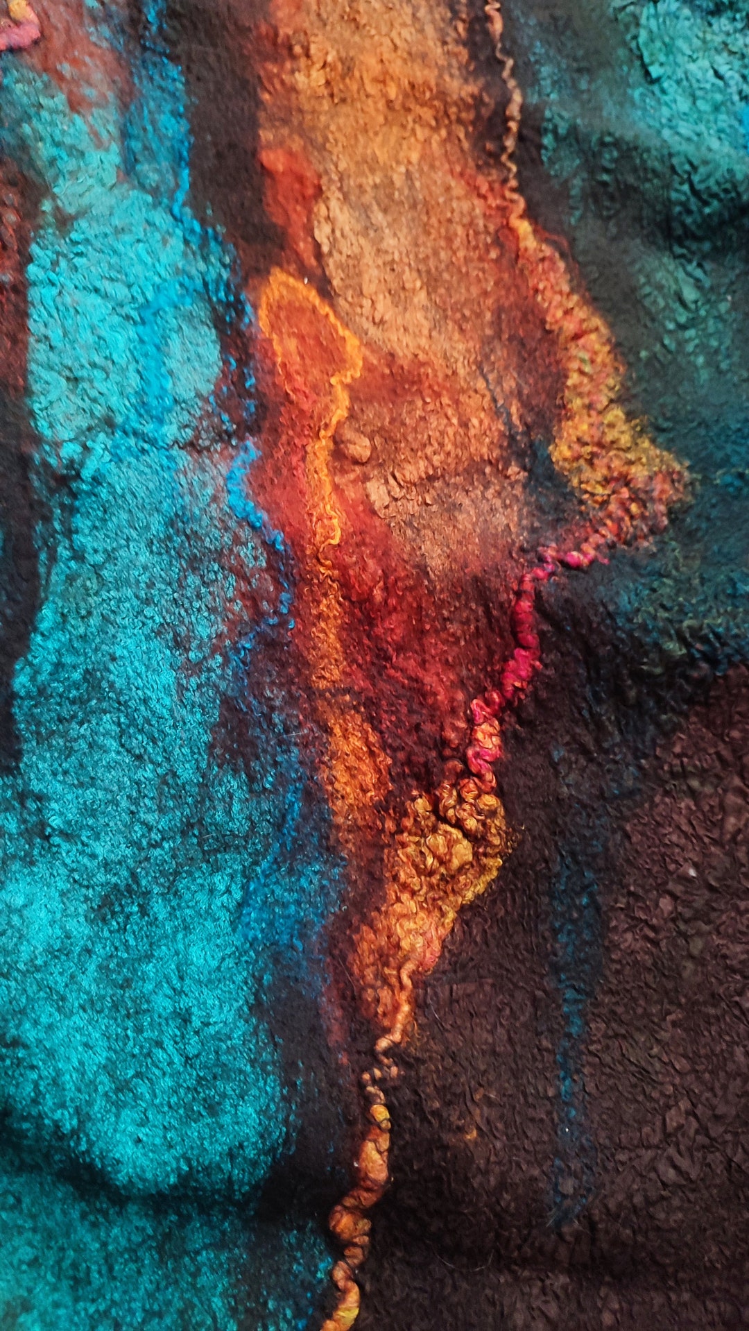 Designer Nuno Felt Silk Scarf, Textured Wool and Silk Scarf. Luxurious