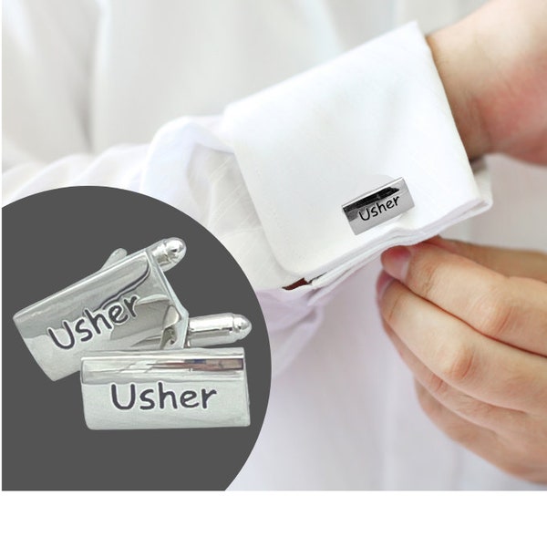 Usher Cufflinks | Groomsmen gift | Cufflinks for wedding | Cufflinks with 'Usher' Engraving