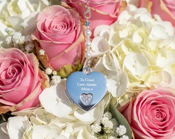 Personalised Sterling Silver Bouquet Locket: Something Blue Wedding Keepsake