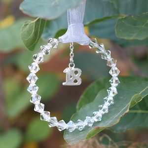 Recuerdo de cumpleaños de cristal hecho a mano, Cumpleaños 16, 18, 21, Encanto de plata de ley, Personalizado