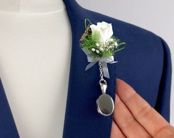 Men's Sterling Silver Oval Photo Locket | Groom Wedding Keepsake | Memorial Gift