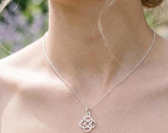 Celtic Knot Necklace Sterling Silver or Gold, Personalised Bridesmaid Gift