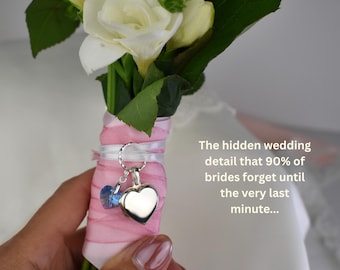 Wedding Bouquet Photo Locket Charm and Necklace combined: Something Blue
