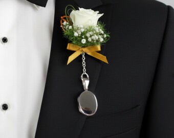 Men's Photo Locket Sterling Silver: Lapel Pin, Suit Accessory
