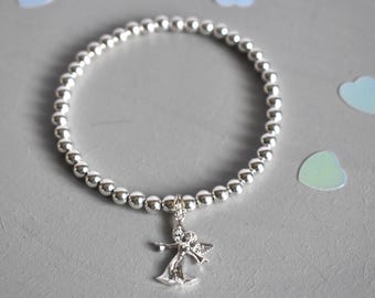 Guardian Angel Beaded Bracelet, Two Sizes, Sterling silver