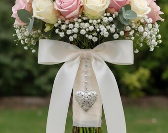 Photo Wedding Bouquet Charm. Something Blue for the Bride