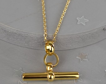 Chunky Gold or Silver T-Bar Necklace on Superior Chain - the go to necklace!