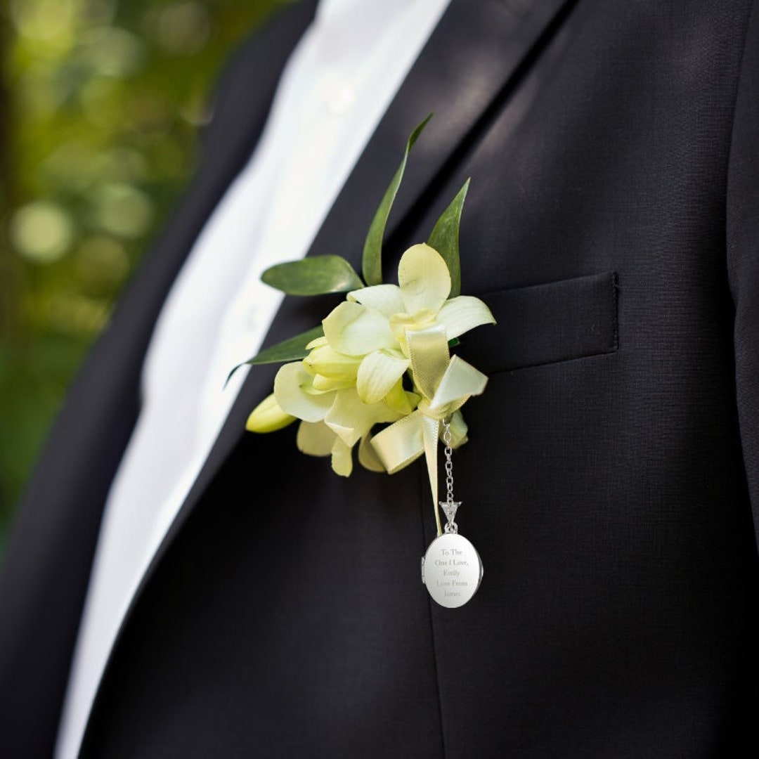 Sterling Silver Mens Locket Lapel or Suit Pocket Accessory Oval