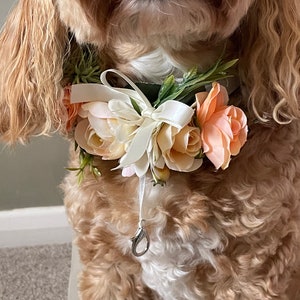 Dog Flower Garland Ring Bearer Collar | Flower Garland Dog Collar | Wedding Dog Collar | Ribbon choice | Proposal Idea | XS S M L