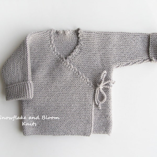 Knitted baby kimono Wrap cardigan Gray baby cardigan Knitted baby clothes Baby knits Boys cardigan knitted Girls clothes 0-3 Months