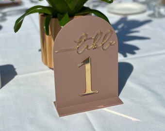 Table Number Wedding Sign, Gold 3D Table Arch Sign, Modern Table Decor