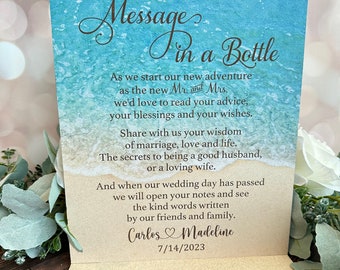 Laser Engraved Wedding Sign, Message in a Bottle Sign, Beach sign, Wedding Wishes Sign
