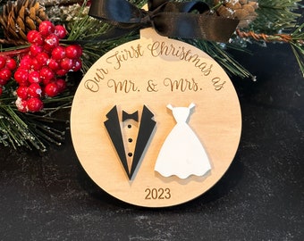 First Christmas Ornament, Mr. & Mrs. 1st Christmas keepsake, Married gift for couple